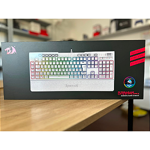 Teclado Óptico Gamer Branco Brahma Pro RGB Switch Azul Redragon Novo