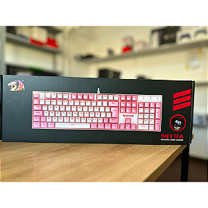 Teclado Mecânico Gamer Branco e Rosa Mitra Switch Marrom Redragon Novo