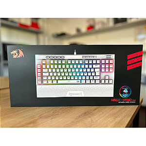 Teclado Óptico Gamer Branco Magic-Wand Pro RGB Switch Azul Redragon Novo