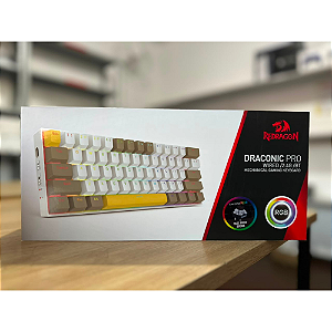Teclado Mecânico Gamer Branco, Verde e Amarelo Draconic Pro RGB Switch Marrom K530 Redragon Novo
