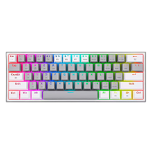 Teclado Mecânico Gamer Fizz Cinza e Branco Switch Azul Redragon Novo