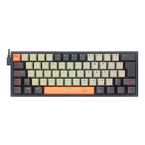 Teclado Mecânico Gamer Fizz Laranja, Cinza e Preto Switch Marrom Redragon Novo