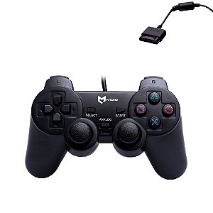 Controle PS2 Com Fio Preto Paralelo Novo