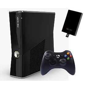 Console Xbox 360 Slim 250GB 1 Controle 29 Jogos HD Usado