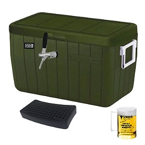 Chopeira Gelo 45l Coleman Verde Militar - Serpentina Tripla + Torneira Italiana Chopp + Brinde