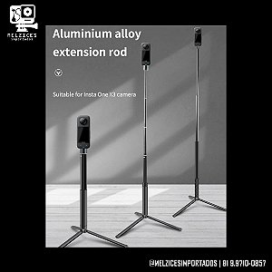 Bastão de selfie retrátil invisível com tripé para Insta360