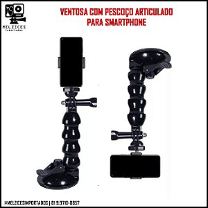 Suporte ventosa com pescoço para Smartphones, Insta360,  GoPro e similares