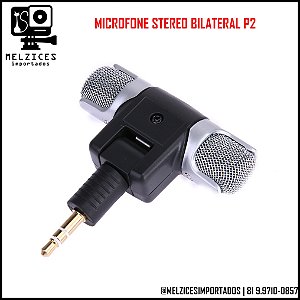 Microfone Stereo Bilateral Articulado P2 3.5mm