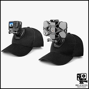 Boné com Suporte Para Smartphone GoPro e Similares (preto)
