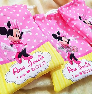 5 Sacolinhas Luxo 18cm x 25cm Minnie Rosa