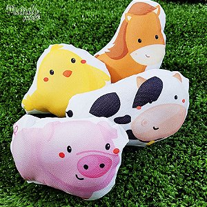 4 Mini-Almofadas Recortadas Fazendinha