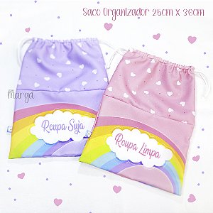 Saco Organizador 36cm x 25cm Roupa Suja e Roupa Limpa CORAÇÕES