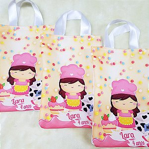 5 Sacolas com Alça 18cm x 25cm Confeitaria Menina