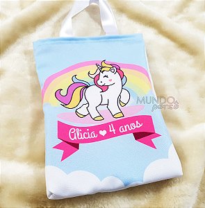 5 Sacolas com Alça 18cm x 25cm Unicórnio