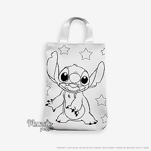5 Sacolas com Alça 18cm x 25cm Stitch para Colorir