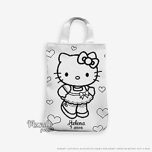 5 Sacolas com Alça 18cm x 25cm Hello Kitty para Colorir