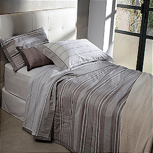 Jogo de Cama Buddemeyer Solteiro Percalle Oxford cor Kaki