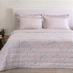 KIT COLCHA BUD B PERCALLE COTTAGE 250/240 ESTAMP 3PÇS