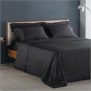 KIT COLCHA BUD DAMASK SQUARE QUEEN 260/250 CINZA
