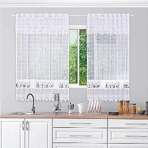 CORTINA BJ FLOR VIVA 130X210/30 BRANCO CAFE