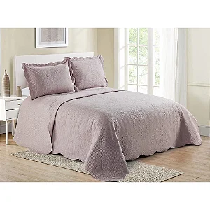 KIT COLCHA CAM DAMASK QUEEN 240x260 ROSE
