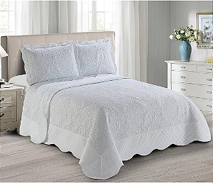 KIT COLCHA CAM ANTIQUE QUEEN BRANCO 3PÇS