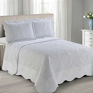 ​​​​​​​Kit Colcha Camesa Antique King Branco 3 Peças