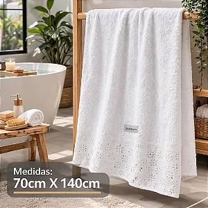 Toalha de Banho Buddemeyer Aplic Crystal 70/140 Branco 1011