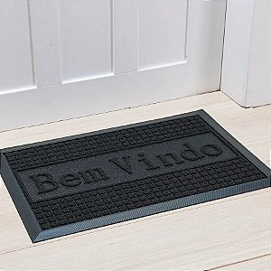 TAPETE NIA PORTA VINYL BEM VINDO 40X60 PRETO