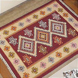 TAPETE NIA KILIM ANTEP 140X200 DES 004 VERMELHO