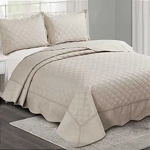 KIT COLCHA CAM ORFEU CASAL 220x240 BEGE 3 PÇS.