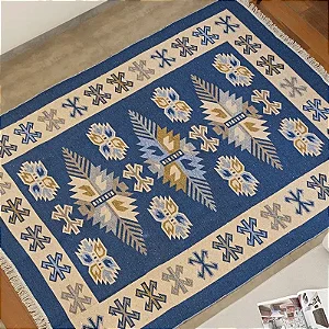 TAPETE NIA KILIM ANTEP 060X090 DES 003 AZUL