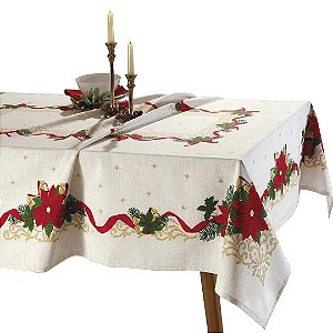 Toalha De Mesa Döhler Athenas Estampado 140X140 Natal 105 4 Lugares Limpa Fácil