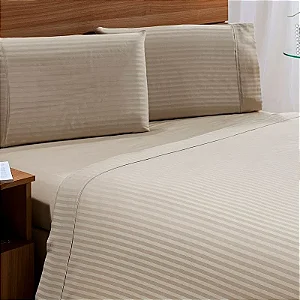 JG CAMA NIA STRIPE 300F KING BEGE UNICO