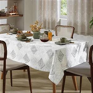 Toalha De Mesa Döhler Clean Athenas Estampado 160X250 Martin 8 Lugares Limpa Fácil