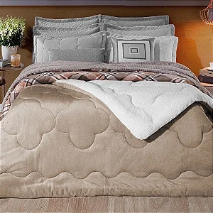 EDREDOM HDR PLUSH SHERPA SOLT TAUPE 160X240