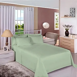Jogo Cama Est Premium Linea Solteiro Liso Menta