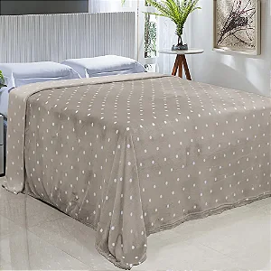 Cobertor Niazitex Toque De Seda Poá 180X220 Bege E Branco