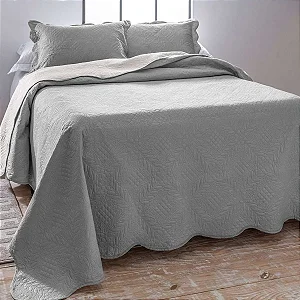 KIT COLCHA JOL ULTRASONIC DYURI 240X260 CINZA QUEEN 3PÇS