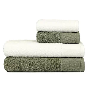 Jogo de Banho Atlantica Capri 4pcs Verde/Branco