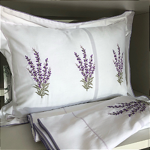 Kit Fronha e Almofada Marken Fassi Lavanda Branco/Lilás