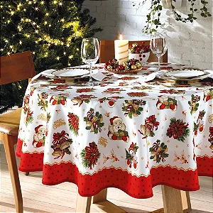 Toalha De Mesa Dol Athenas 1,60 Redonda Natal 111 4 Lugares