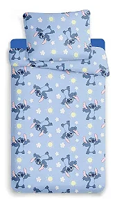Jogo De Cama Jolitex Toque De Seda Disney Stitch Solteiro Azul 2 Peças