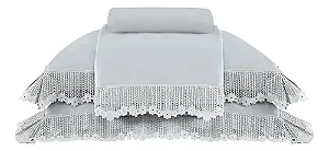 Jogo de Cama Buddemeyer Aya Queen Verde Pistachio Com Renda Verde 4 Peças