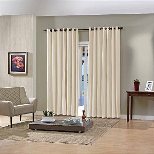 Cortina Bella Janela Duplex 420x280 Liso Cromo Areia