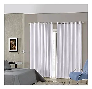 Cortina Bella Janela Pratika 540X280 Liso Cromo Branco