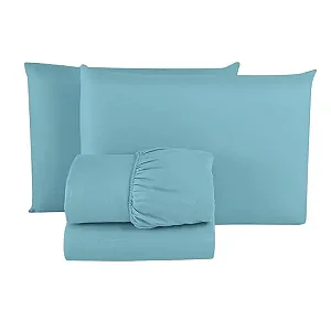 Jogo De Cama Estamparia Premium Plus Casal Azul 4 Peças