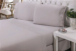 Jogo De Cama Percal Soft Niazitex 300 Fios Casal Prata