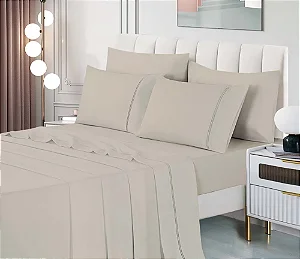 Jogo De Cama Percal Soft Niazitex 300 Fios Glamour Queen Manteiga