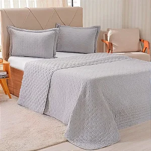Kit Colcha Niazitez Plisse King Prateado 3 Peças 280X260